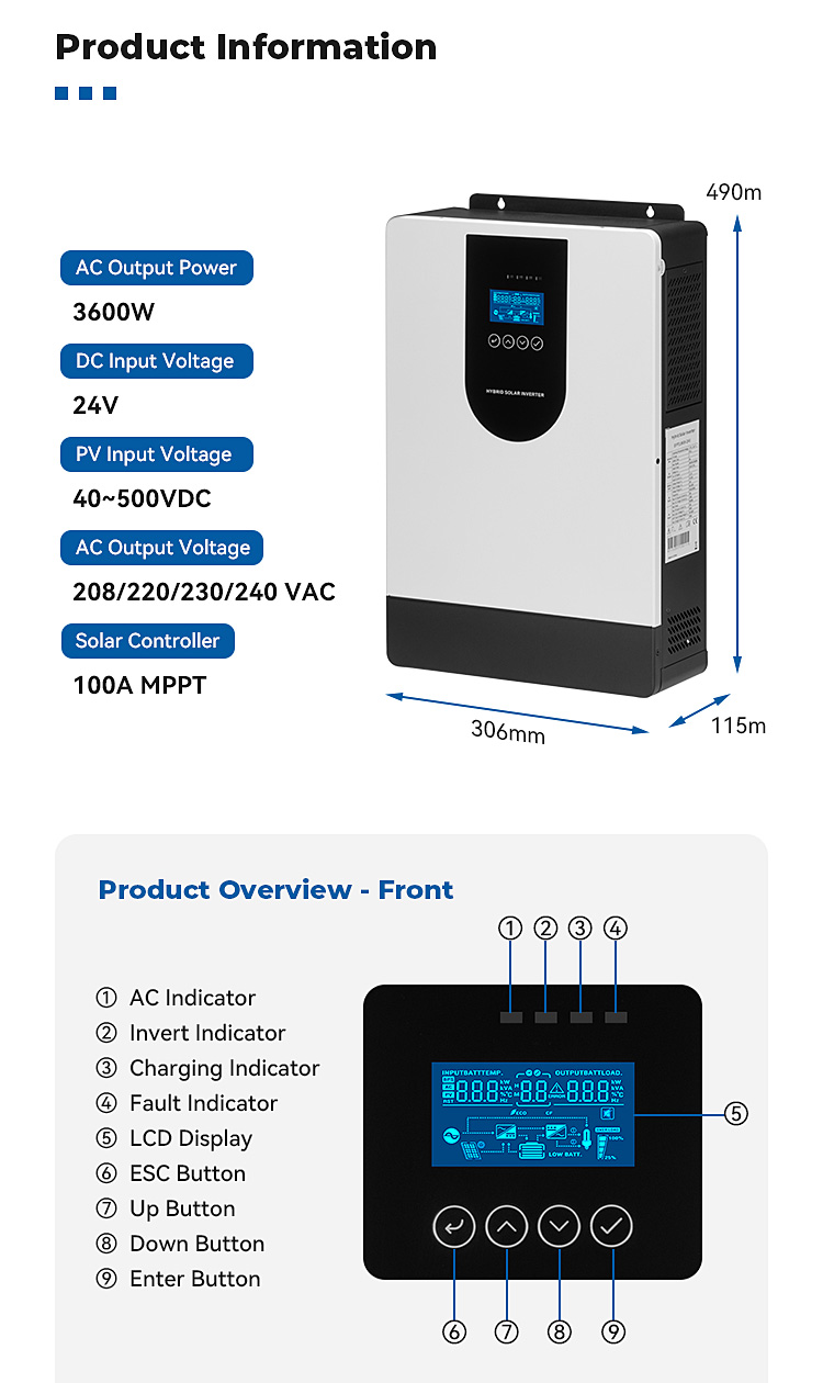 Hybrid Solar Inverter SYP-4.0KW/24V